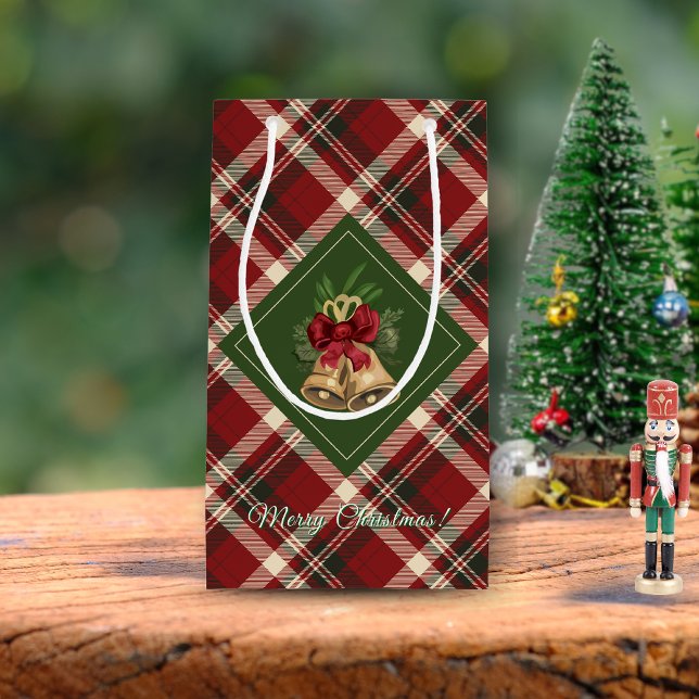 Petit Sac Cadeau Russe Joyeux Noël Bell Rouge Vert En vichy (Créateur téléchargé)