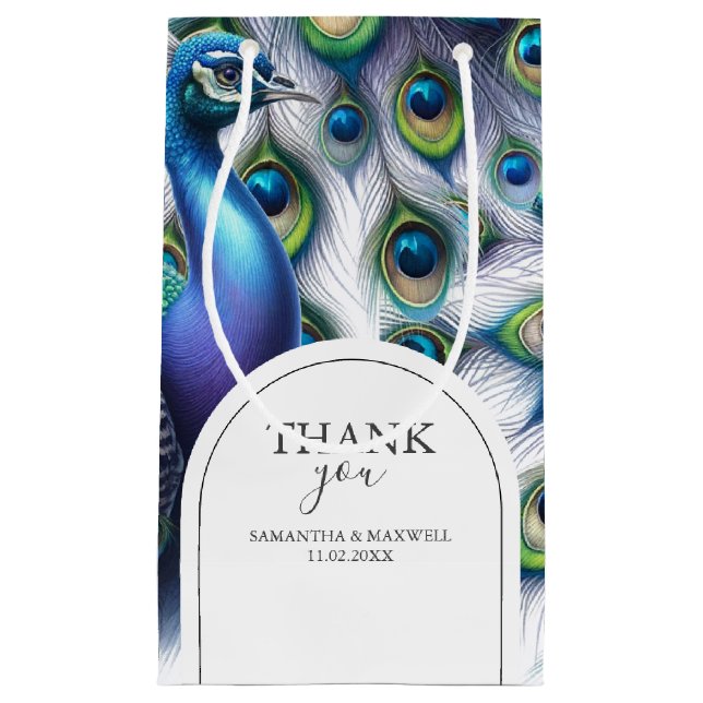 Petit Sac Cadeau Sacs-cadeaux Mariage Peacock (Devant)