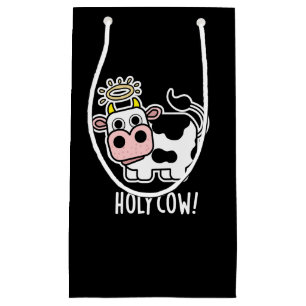 Petit Sac Cadeau Saint vache drôle animal jeu de mots foncé BG