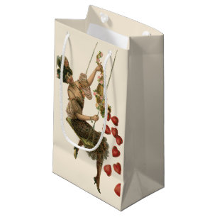 Petit Sac Cadeau Saint-Valentin vintage, dame victorienne sur une a