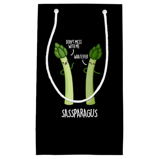 Petit Sac Cadeau Sassparagus Funny Asparagus Vegetable Pun Dark BG (Devant)