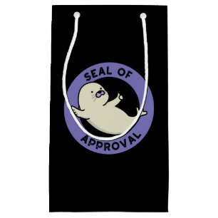 Petit Sac Cadeau Sceau d'approbation Drôle Seal Pun Dark BG
