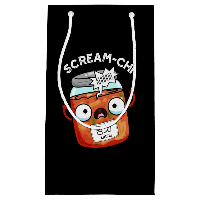 Petit Sac Cadeau Scream-chi Funny Kimchi Puns Dark BG (Devant)
