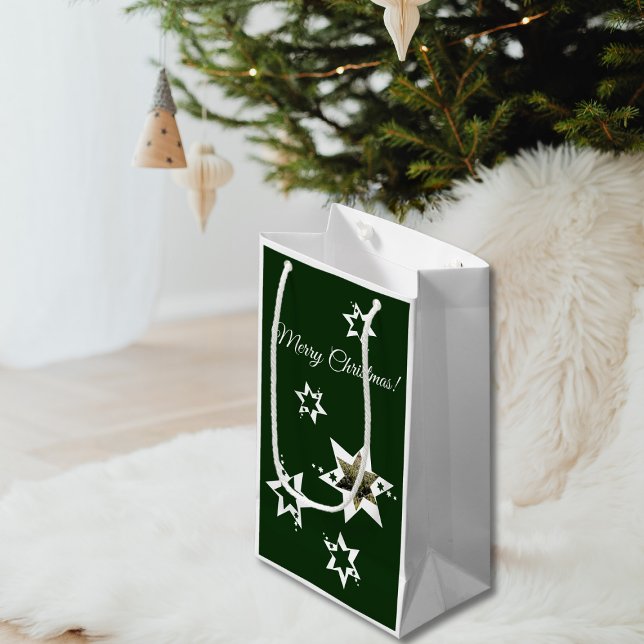 Petit Sac Cadeau Service de jardin White Stars Photo Joyeux Noël (White Stars Garden Service Photo Merry Christmas Small Gift Bag, Custom Photo, Custom Color
)