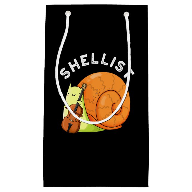 Petit Sac Cadeau Shellist Funny Snail Cello Pun Dark BG (Devant)