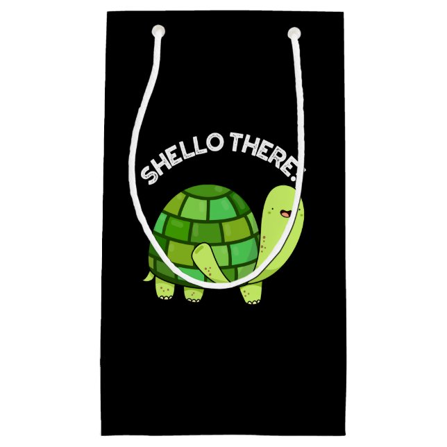 Petit Sac Cadeau Shello There Funny Tortoise Pun Dark BG (Devant)