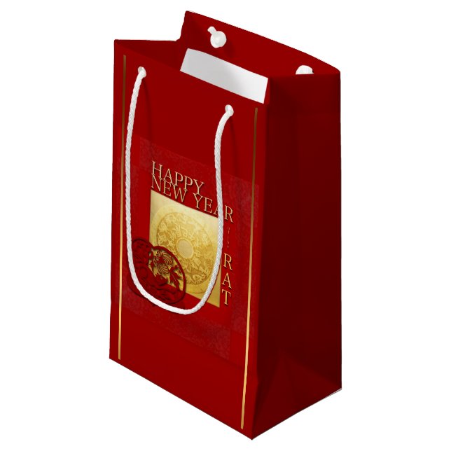 Petit Sac Cadeau Signes Zodiac Rat Papercut Chine Année 2020 SGB (Devant Angle)