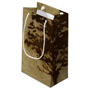 Petit Sac Cadeau Silhouette d'arbre sur Arrière - plan de bronze