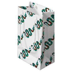 Petit Sac Cadeau Silhouette d'impression Brown et Turquoise de serp