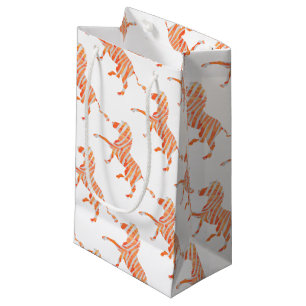 Petit Sac Cadeau Silhouette Zèbre orange et blanc