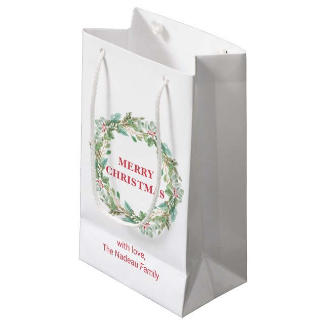Petit Sac Cadeau Simple élégante couronne moderne Noël (Devant Angle)