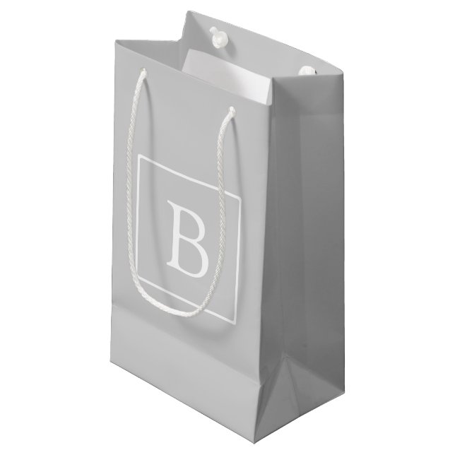 Petit Sac Cadeau Simple Light Grey monogram (Devant Angle)