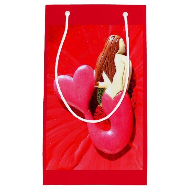 Petit Sac Cadeau sirène à queue rouge (Devant)