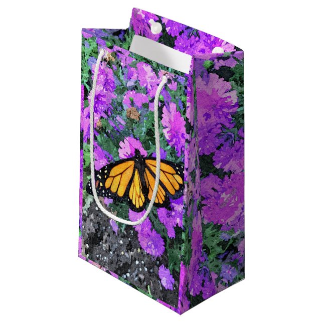 Petit Sac Cadeau Sm Sac-cadeau Monarque sur Asters (Devant Angle)