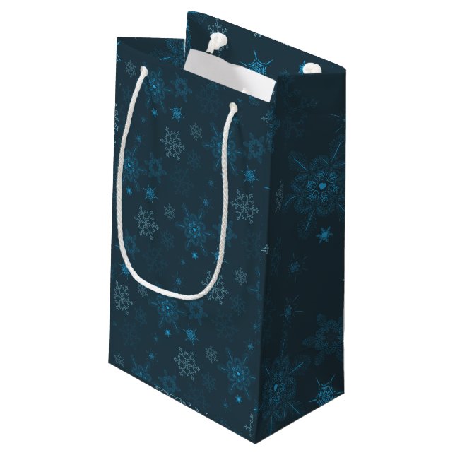 Petit Sac Cadeau Snowflake hiver bleu sans couture motif (Dos Angle)