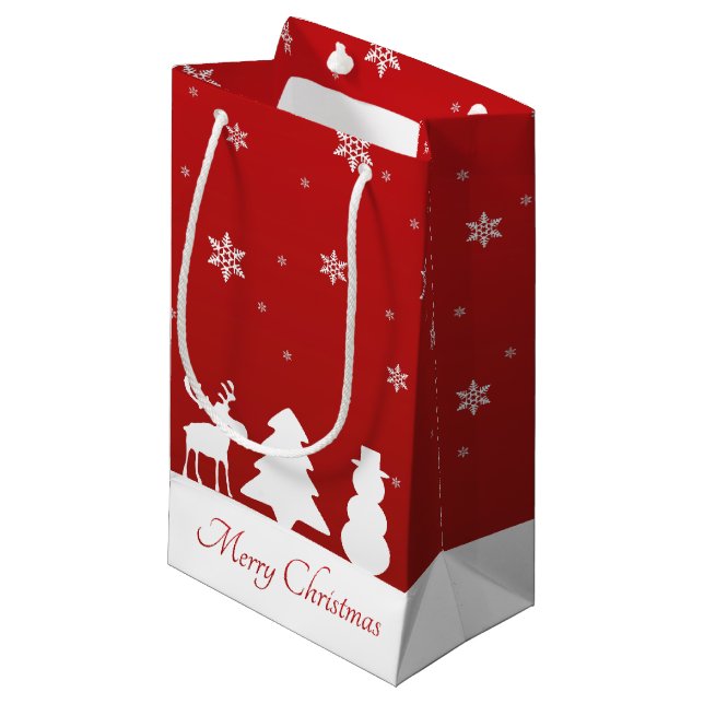 Petit Sac Cadeau Snowman de rennes d'arbre de Noël (Devant Angle)