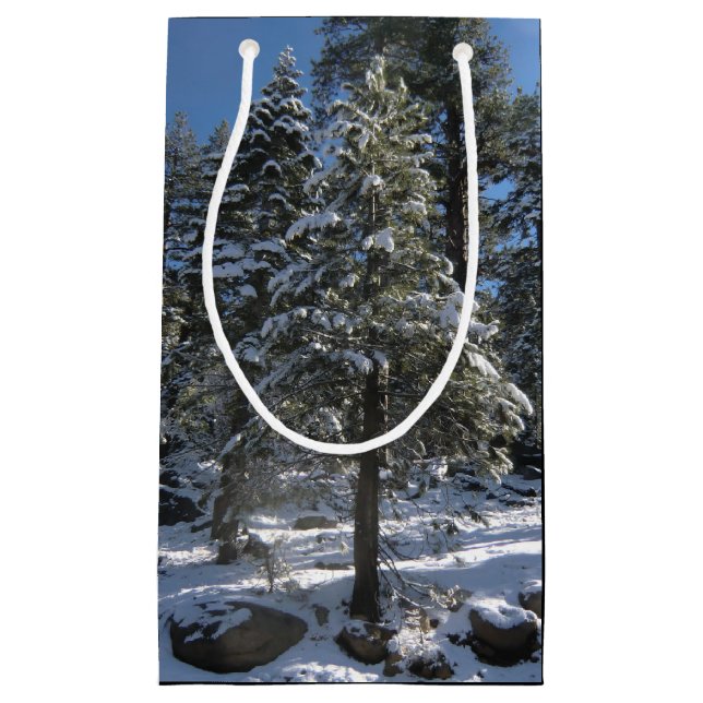Petit Sac Cadeau Snowy Pine Trees Christmas Gift Bag (Devant)