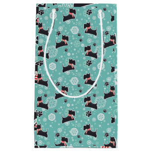 Petit Sac Cadeau Snowy Scottie Chien Motif de Noël