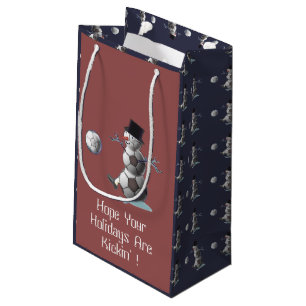 Petit Sac Cadeau Soccer Snowman Noël