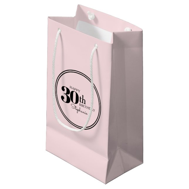 Petit Sac Cadeau Soirée féminine 30e anniversaire avec nom (Devant Angle)