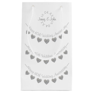 Petit Sac Cadeau soixantième Coeur de diamant d'anniversaire de