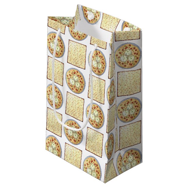 Petit Sac Cadeau Soupe Matzo Ball Matzah Flatpain Cuisine Pâque (Devant Angle)