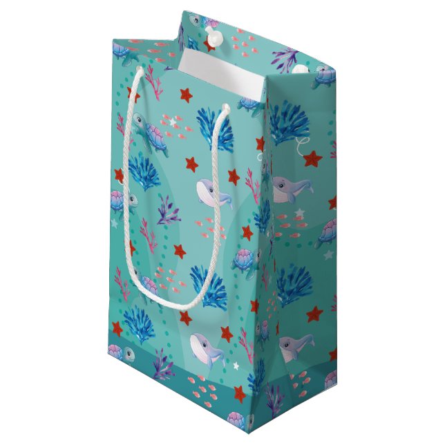 Petit Sac Cadeau Sous les créatures de la mer (Devant Angle)