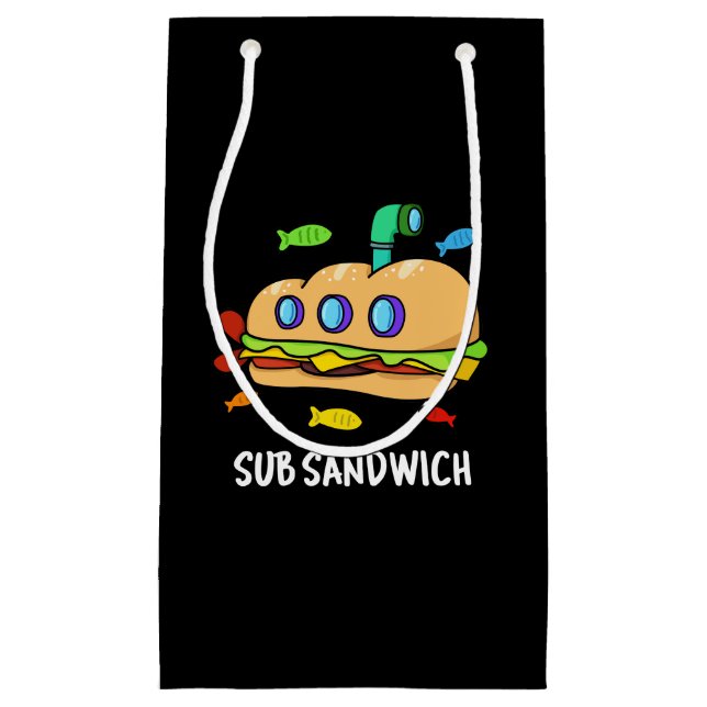 Petit Sac Cadeau Sous Sandwich Funny Food Pun Dark BG (Devant)