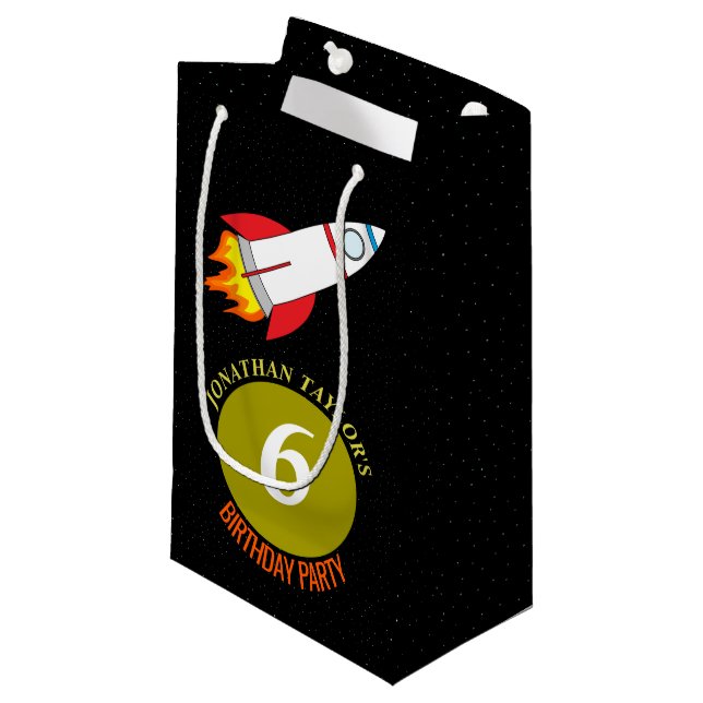 Petit Sac Cadeau Space Rocket to the Moon Children's Birthday (Devant Angle)