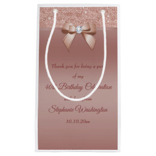 Petit Sac Cadeau Sparkles & Glamor, Rose d'anniversaire Gold