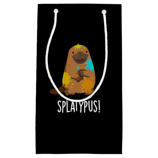 Petit Sac Cadeau Splatypus Funky Animal Platypus Pun Dark BG (Devant)