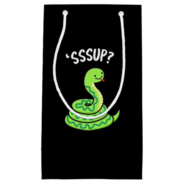 Petit Sac Cadeau Sssup Funny Hisser Snake Pun Dark BG (Devant)
