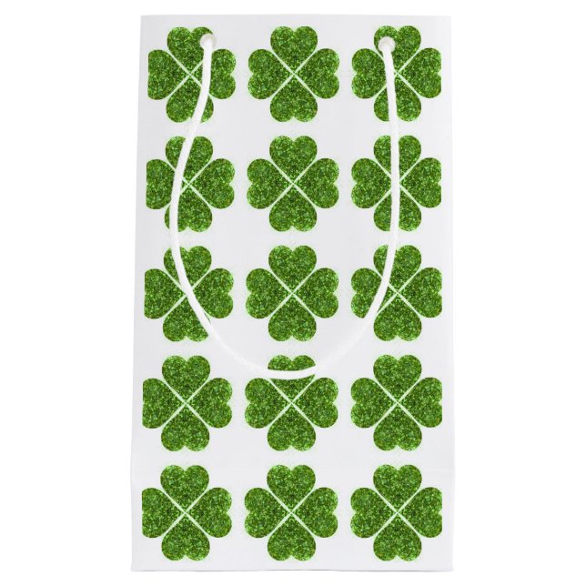 Petit Sac Cadeau St Patrick’s day, trèfle vert irlandais (Devant)