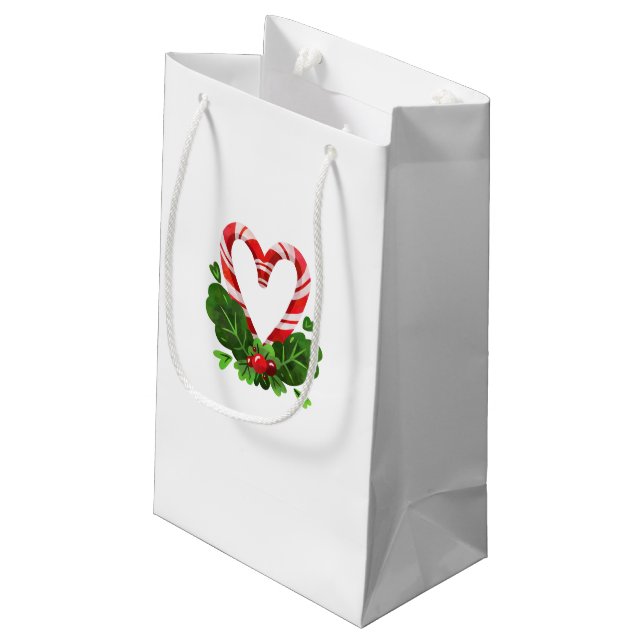 Petit Sac Cadeau Sucre de canne Heart Festive Noël (Dos Angle)