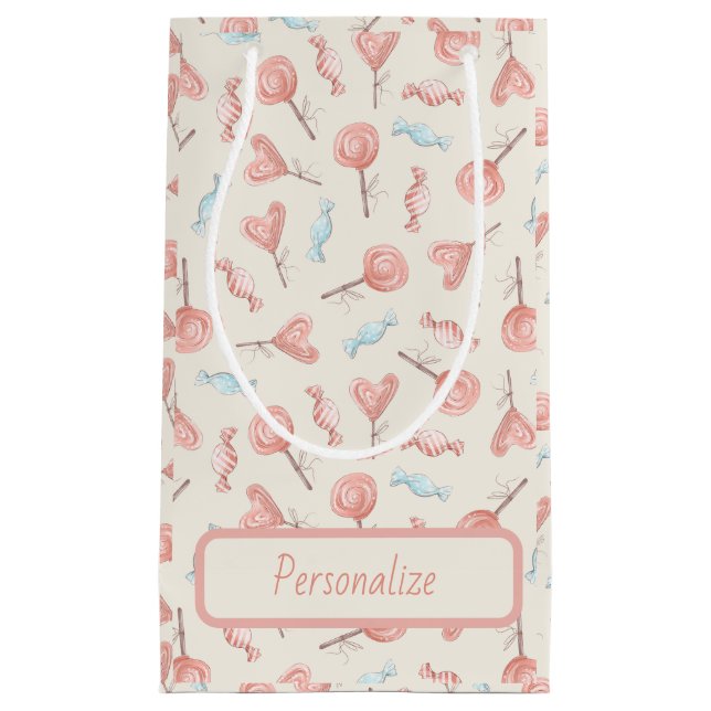 Petit Sac Cadeau Sucré Joli bonbon rose Lollipops mignonne (Devant)
