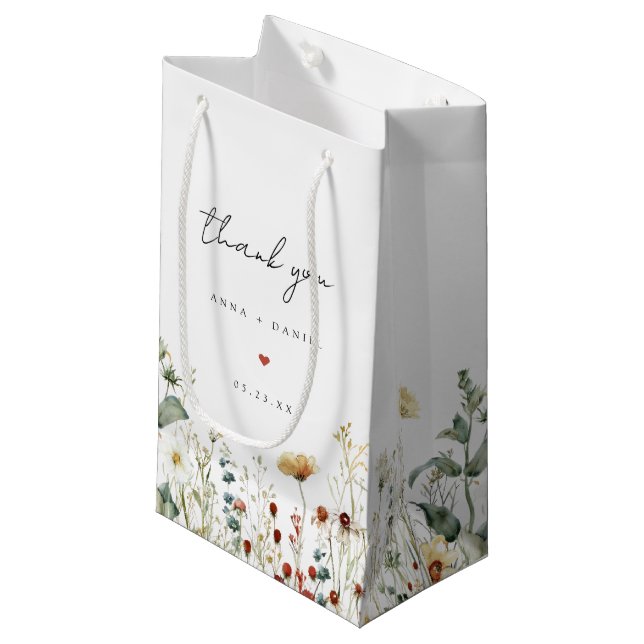 Petit Sac Cadeau Summer Wildflower Field Wedding (Devant Angle)