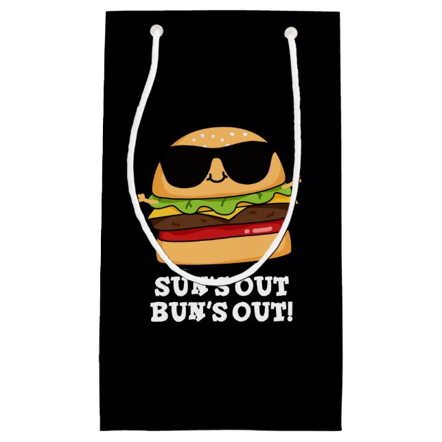 Petit Sac Cadeau Sun's Out Bun's Out Funny Burger Pun Dark BG (Devant)