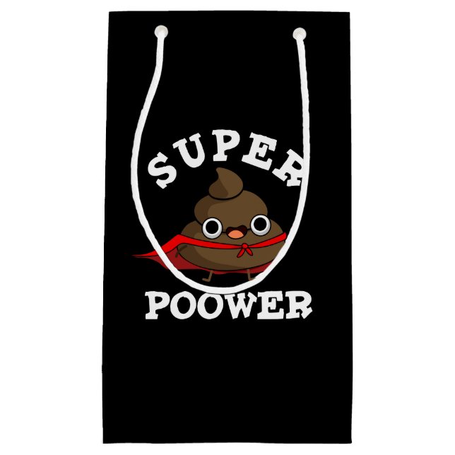 Petit Sac Cadeau Super Power Funky Super Hero Poop Pun Dark BG (Devant)