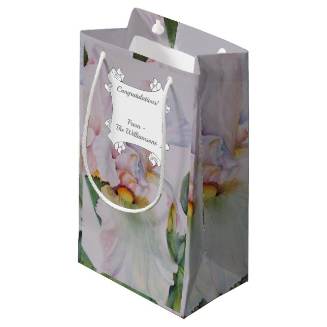 Petit Sac Cadeau Superbes Iris Blancs (Devant Angle)