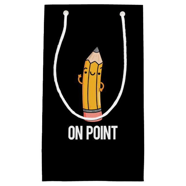 Petit Sac Cadeau Sur Point Funny Pun crayon foncé BG (Devant)