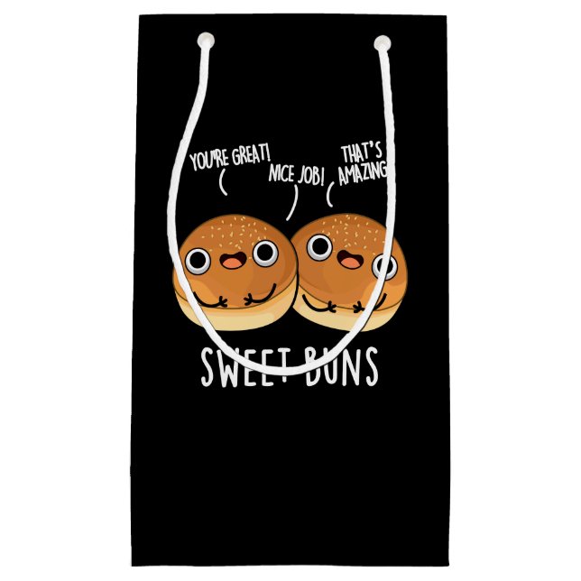 Petit Sac Cadeau Sweet Buns Funny Baking Pun Dark BG (Devant)