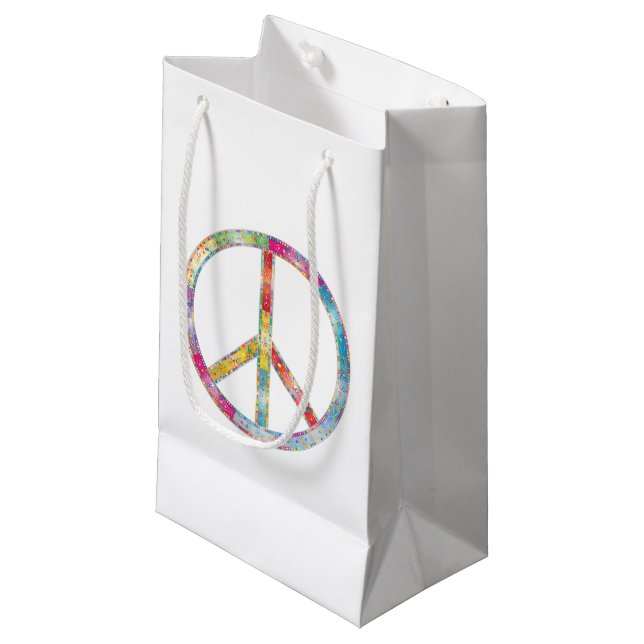 Petit Sac Cadeau SYMBOLE DE PAIX Coloré (Devant Angle)