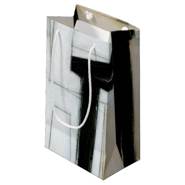 Petit Sac Cadeau Tableau noir et blanc Abstrait (Devant Angle)
