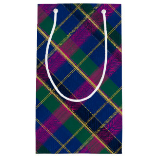 Petit Sac Cadeau Tartan d'Héritage d'Hiver | Diamant Cobalt & Magen