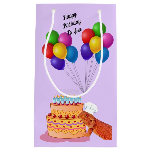 Petit Sac Cadeau Teak the Beardie vous souhaite un joyeux anniversa (Devant)