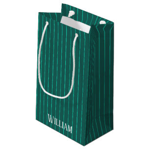 Petit Sac Cadeau Teal pinstripes