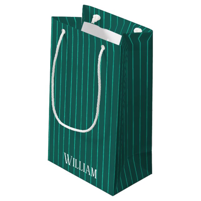 Petit Sac Cadeau Teal pinstripes (Dos Angle)