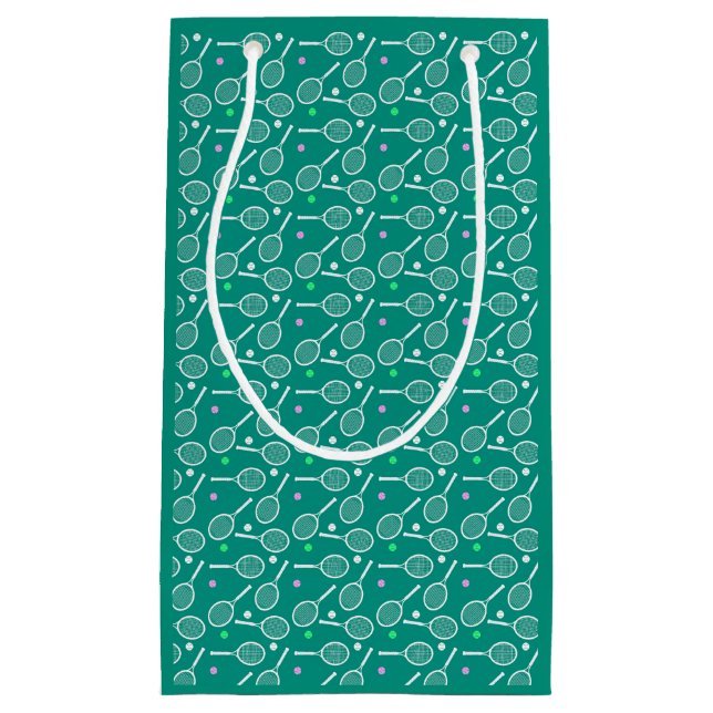 Petit Sac Cadeau Tennis Racket Motif Retro Emerald Green (Devant)