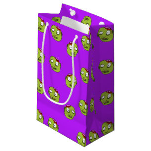 Petit Sac Cadeau Tête de zombie fou pourpre