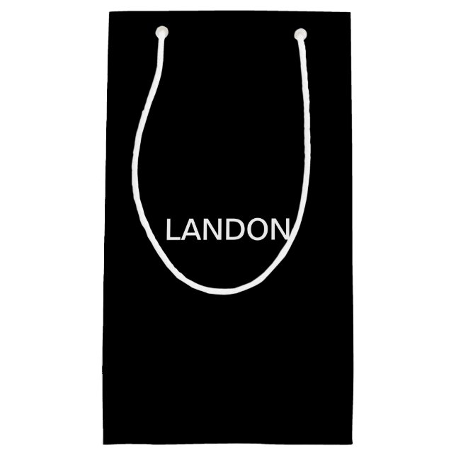 Petit Sac Cadeau Texte éditable moderne | Noir & Blanc (Devant)